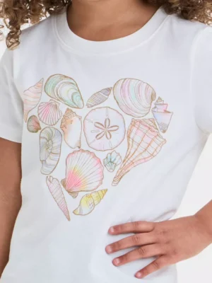 Seashell Heart Graphic T-Shirt (Cream) 3T