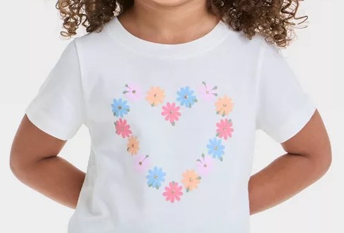 Floral Heart Graphic T-Shirt 3T